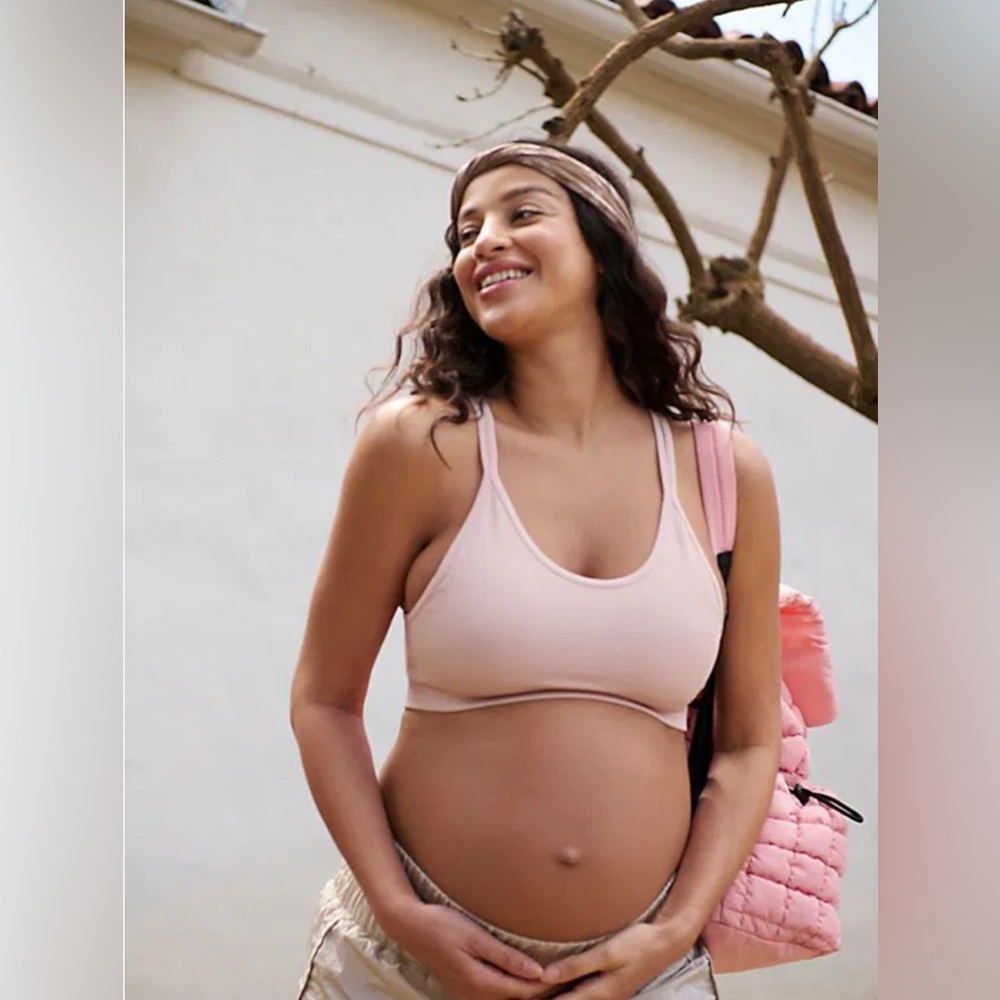Free People x Hatch Light Pink Ribbed Maternity Sports Bra